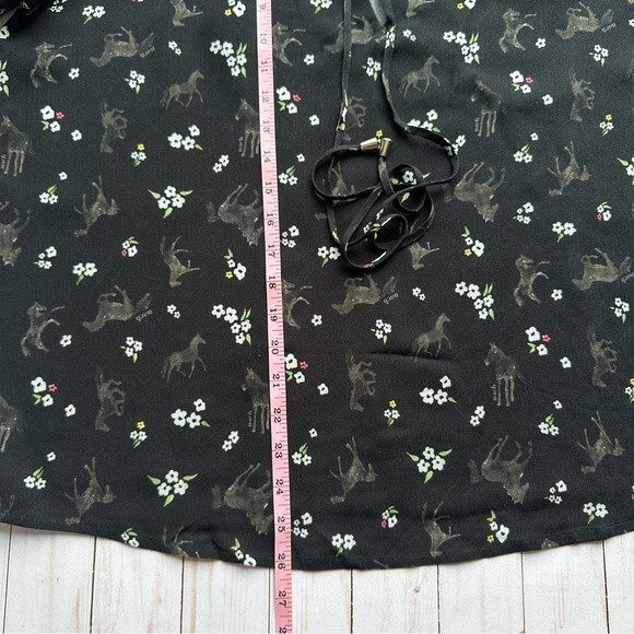 Nach Womens Sz L Horse Novelty Print Hand Drawn Pattern Blouse Top - Picture 8 of 10